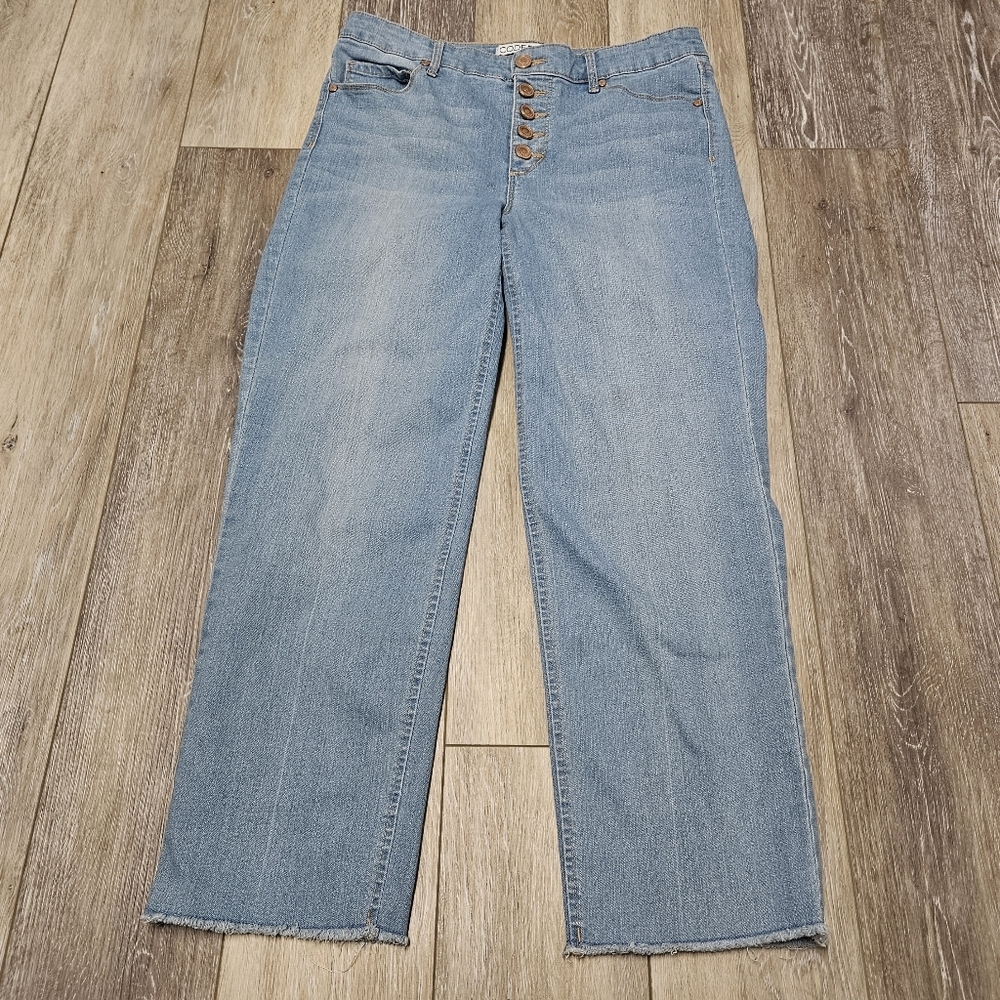 Code Bleu High Rise Straight Ankle Jeans Blue Stretch Denim Women's 8 Casual